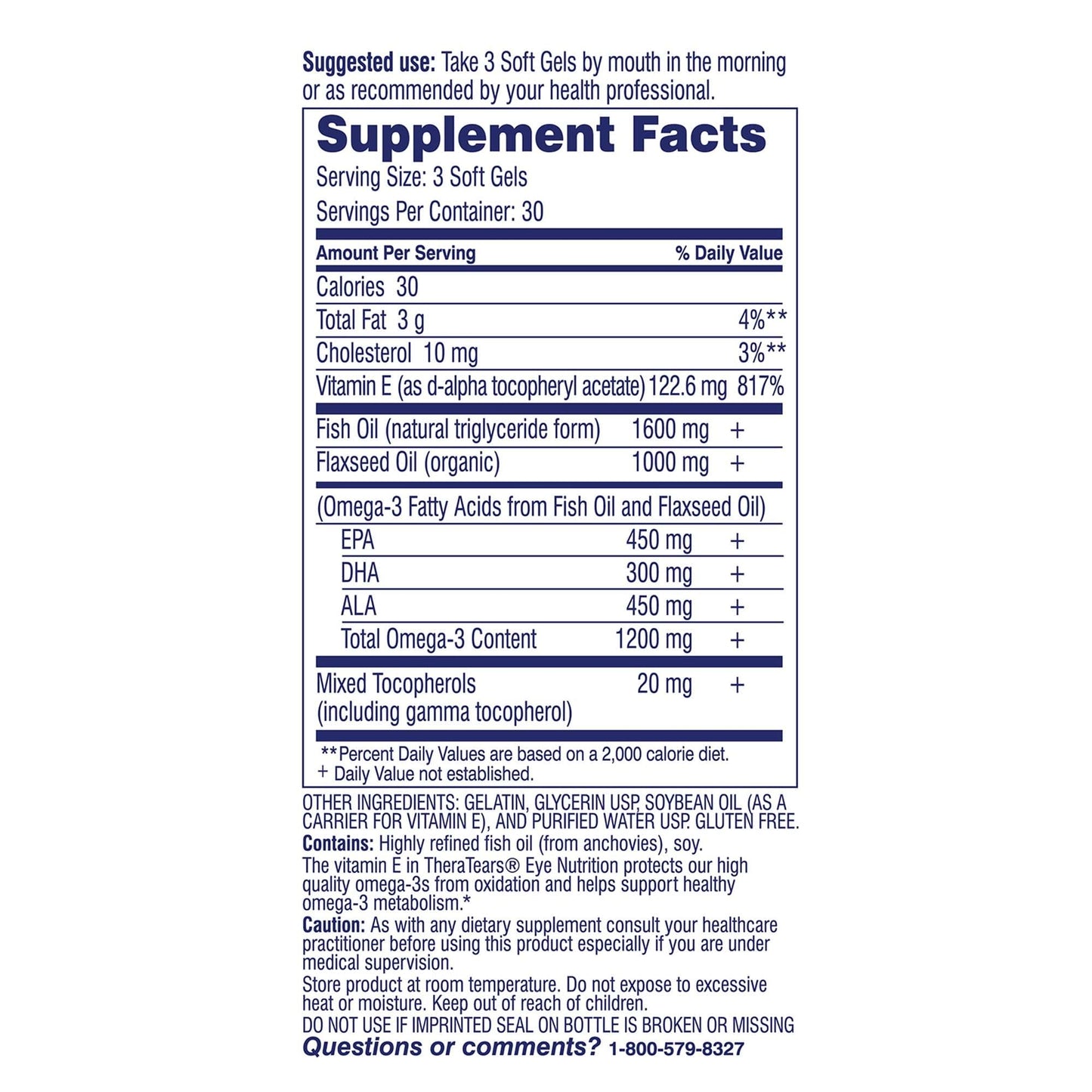 TheraTears Omega 3 Supplement, 1200mg, 90 ct (Pack of 1)