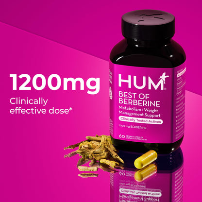 HUM Best of Berberine Supplement 1200mg, Pure Potency for Metabolic Wellness, Gut Health, Pure Berberine Supplements Enhanced with BioPerine for Maximum Absorption, 60 Capsules HUMBuy Supplements Australia