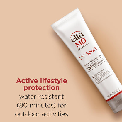 EltaMD UV Sport Sunscreen Lotion SPF 50 - Face and Body Sunscreen SPF 50, Water & Sweat Resistant