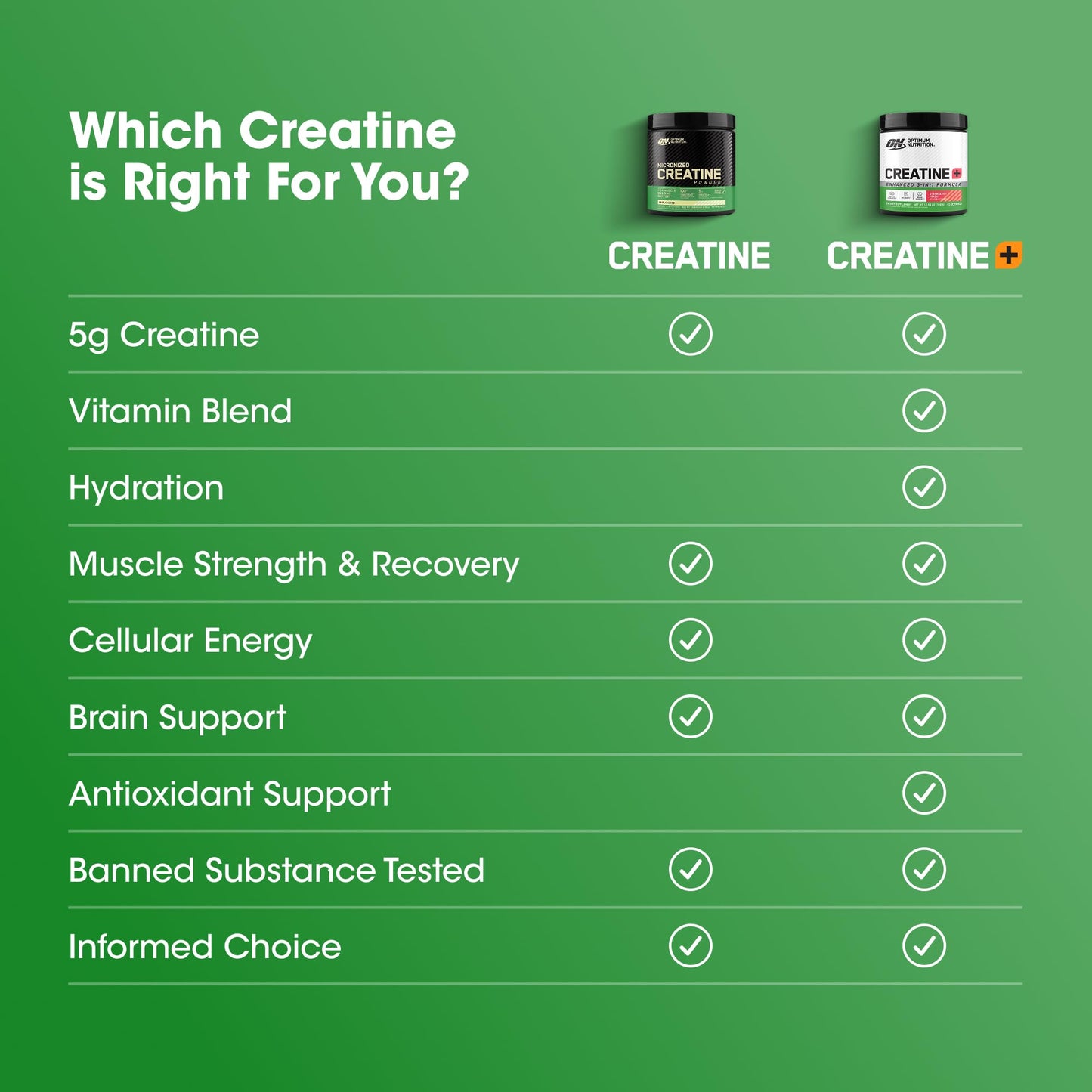 Optimum Nutrition Creatine Monohydrate Plus Powder, Strawberry Peach Flavored Creatine Performance Blend, with Electrolytes for Hydration, Added Vitamins