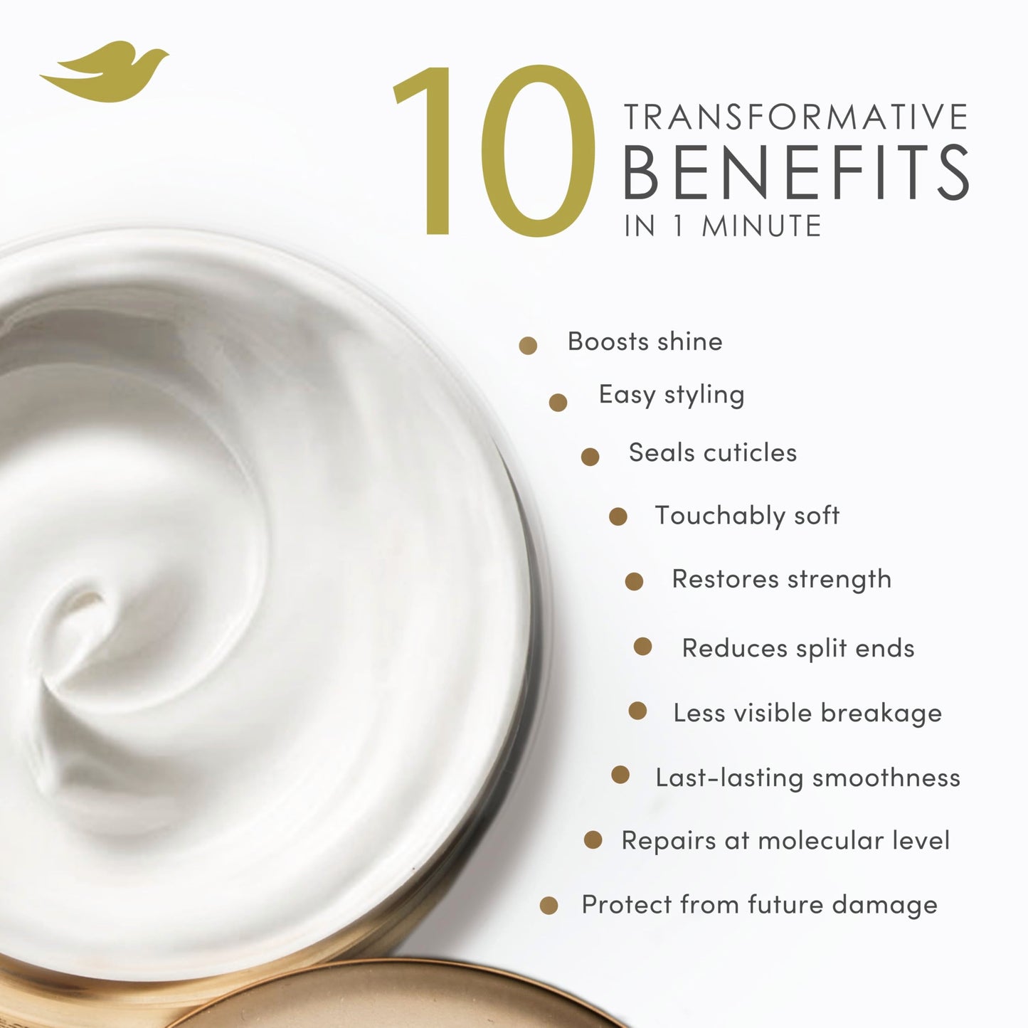 Dove Hair Intensive Repair 10in1 Serum Mask for Damaged Hair with Bio-Protein Care Technology and Amino Serum 9.2 fl oz