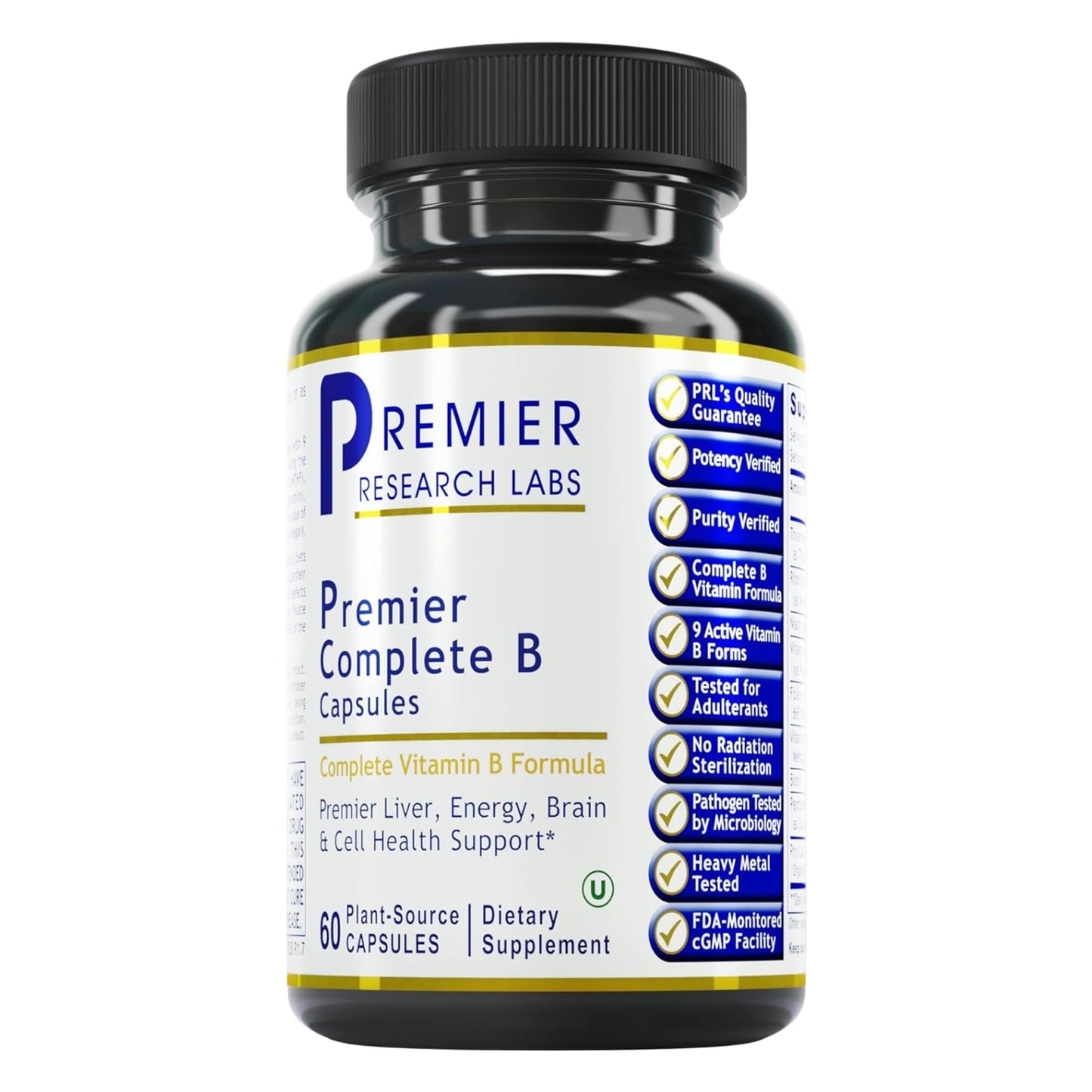 Premier Research Labs Complete B - Vitamin B Complex Supplement for Optimal Health | Vitamin B Supplement with Biotin | 9 Active B Vitamins | for Liver, Energy & Brain Support - 60 Capsules Premier Research LabsBuy Supplements Australia