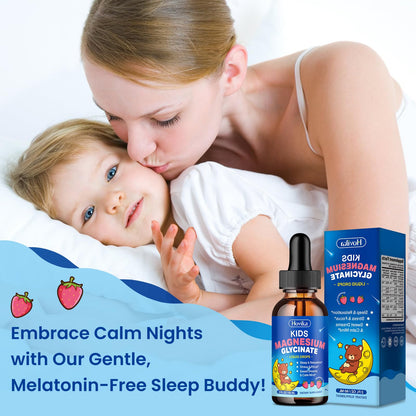 Magnesium Glycinate Liquid for Kids - with L-Theanine Omega-3, Vitamin B6, D3, Zinc - Kids Magnesium Drops for Sleep, Relaxation, Calm & Focus - 2 Fl Oz, Strawberry Flavor HovikaBuy Supplements Australia