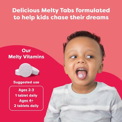 Renzo's Iron Supplements for Kids, Dissolvable Vegan Kids Iron Supplement with Vitamin C, Sugar-Free Melty Tabs