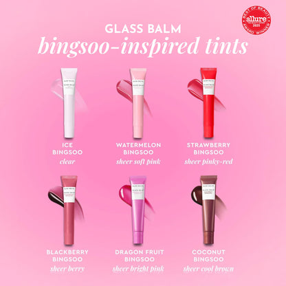 Glow Recipe Glass Balm Lip Treatment - 12Hr Hydrating Lip Balm & Moisturizer with Hyaluronic Acid to Smooth, Plump & Protect from Dryness - Sheer Pinky Red Tint, Strawberry Bingsoo (15 ml) Glow RecipeBuy Supplements Australia