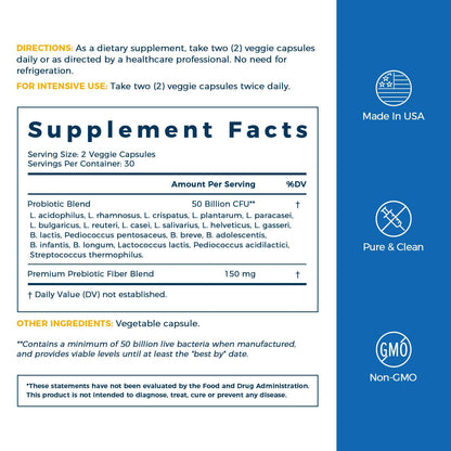 NewRhythm Probiotics 50 Billion CFU 20 Strains, 60 Veggie Capsules, Targeted Release Technology, Stomach Acid Resistant