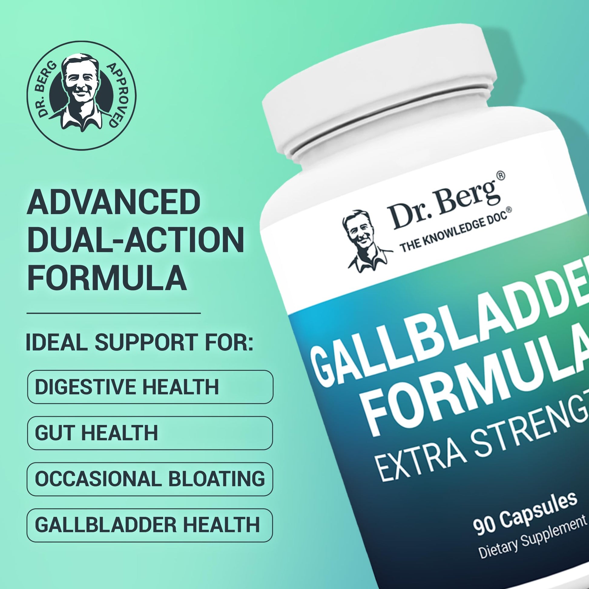 Dr. Berg Gallbladder Formula Extra Strength - with Ox Bile Powder and Conjugated Bile Acid - Digestive Enzymes Proprietary Blend - Full 45-Day Supply - 90 Vegetable Capsules Dr. Berg NutritionalsBuy Supplements Australia