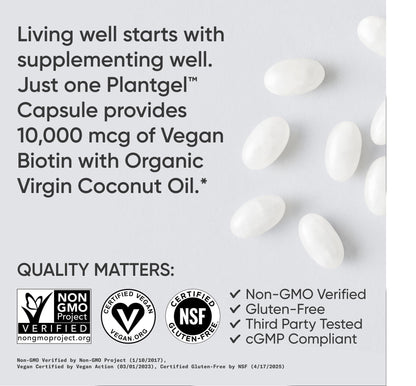 Sports Research® Biotin 10,000mcg with Organic Coconut Oil - Biotin (Vitamin B7) for Healthy Skin and Hair Support* - for Women and Men - Vegan, Non-GMO, Gluten & Soy-Free - 120 Veggie Softgels Sports Research buy supplements Au