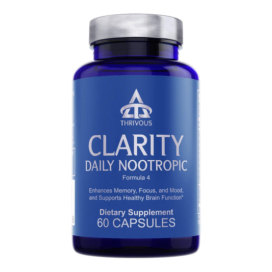 Thrivous Clarity Daily Nootropic – Cognitive Support & Mood Formula with Bacopa (Synapsa®), L-Theanine, Rhodiola Rosea, Vitamin B Complex & Zinc Picolinate – 60 Vegan Capsules ThrivousBuy Supplements Australia