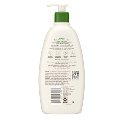 Aveeno Sheer Hydration Fragrance-Free Daily Moisturizing Lotion with Prebiotic Oat for Dry Skin, Lightweight