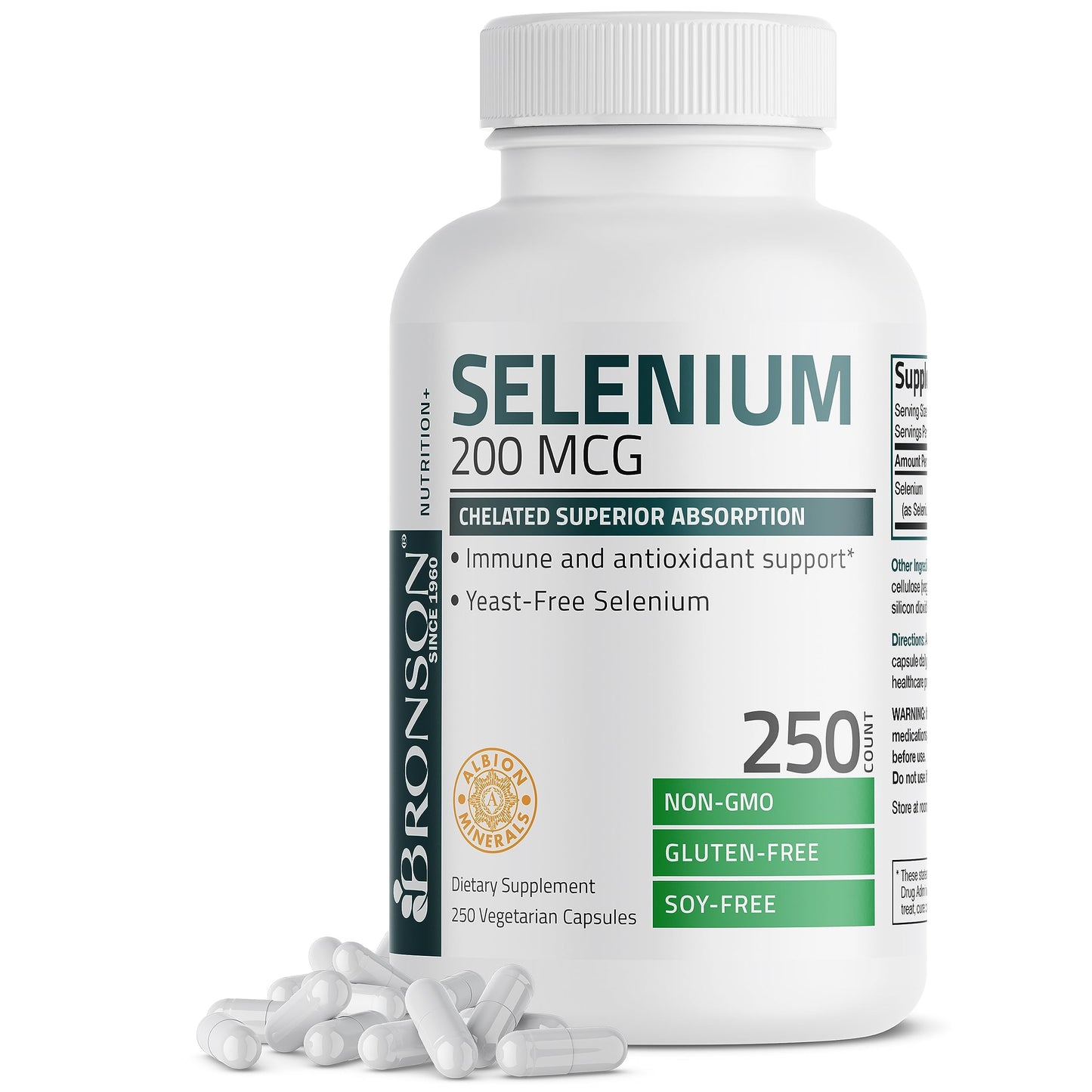 Bronson Selenium 200 mcg – Yeast Free Chelated Amino Acid Complex - Essential Trace Mineral with Superior Absorption