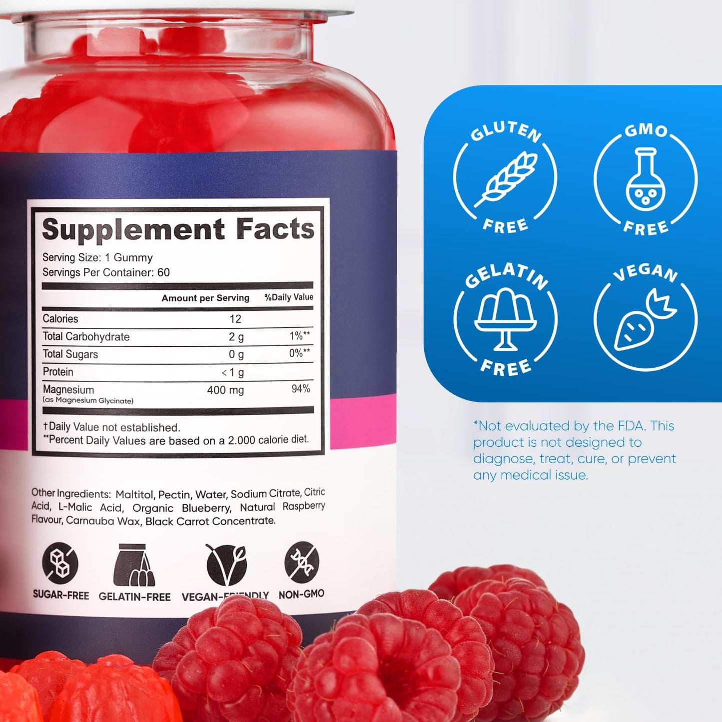 Magnesium Glycinate Gummies 400mg, High Absorption Magnesium Supplement for Women