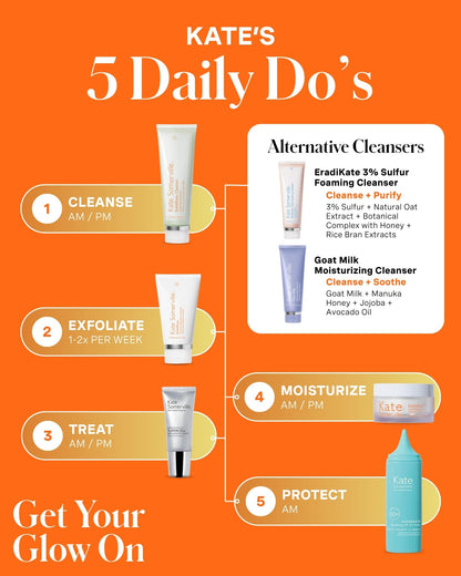 Kate Somerville ExfoliKate Cleanser – Daily Exfoliating Foaming Face Wash, Clinically Formulated Glycolic Acid and Lactic Acid Gentle