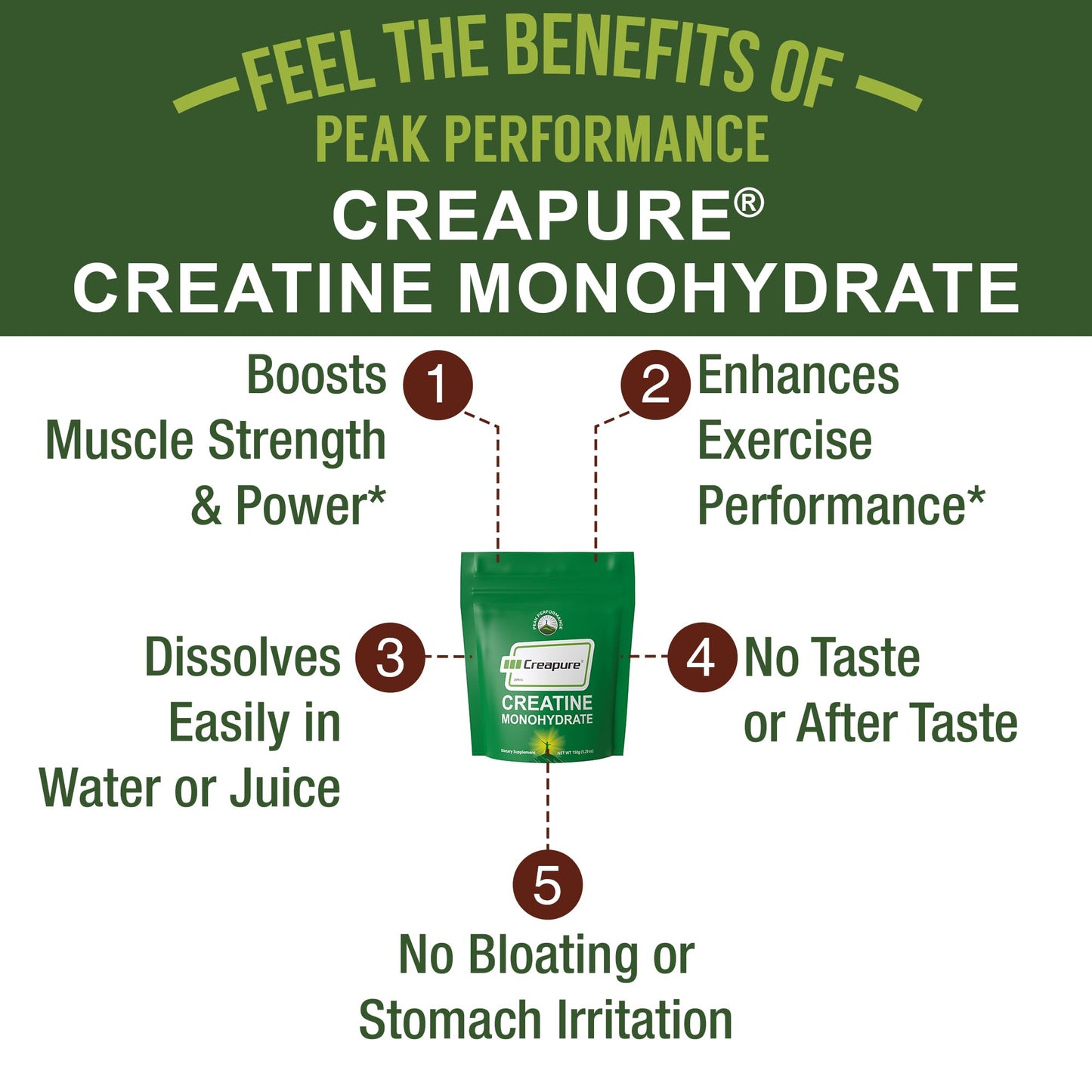 Creapure Creatine Monohydrate Powder. Ultra High Purity German Made Creatine with Nothing Else Added at All. Pure and Unflavored for Men & Women.