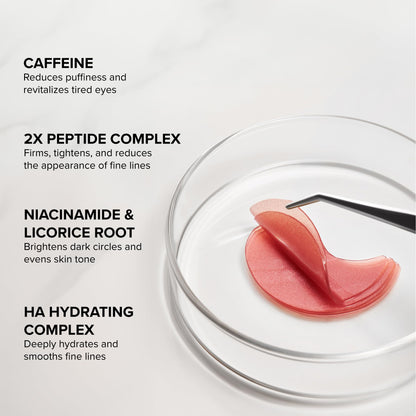 DRMTLGY Brightening Eye Masks – Biodegradable Hydrogel Under Eye Patches with Caffeine, Peptides, Hyaluronic Acid & Niacinamide
