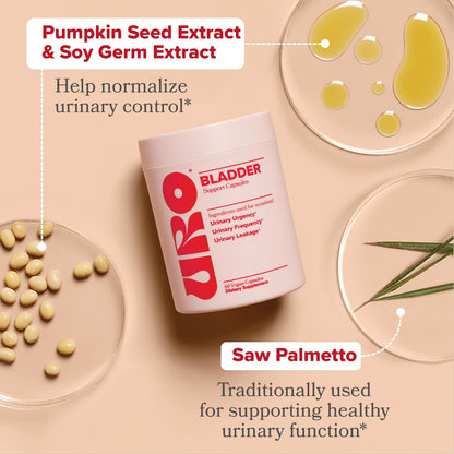 O Positiv URO Bladder Control Supplement for Urinary Urgency, Frequency, Leakage with Pumpkin Seed Extract, Soy Germ Extract