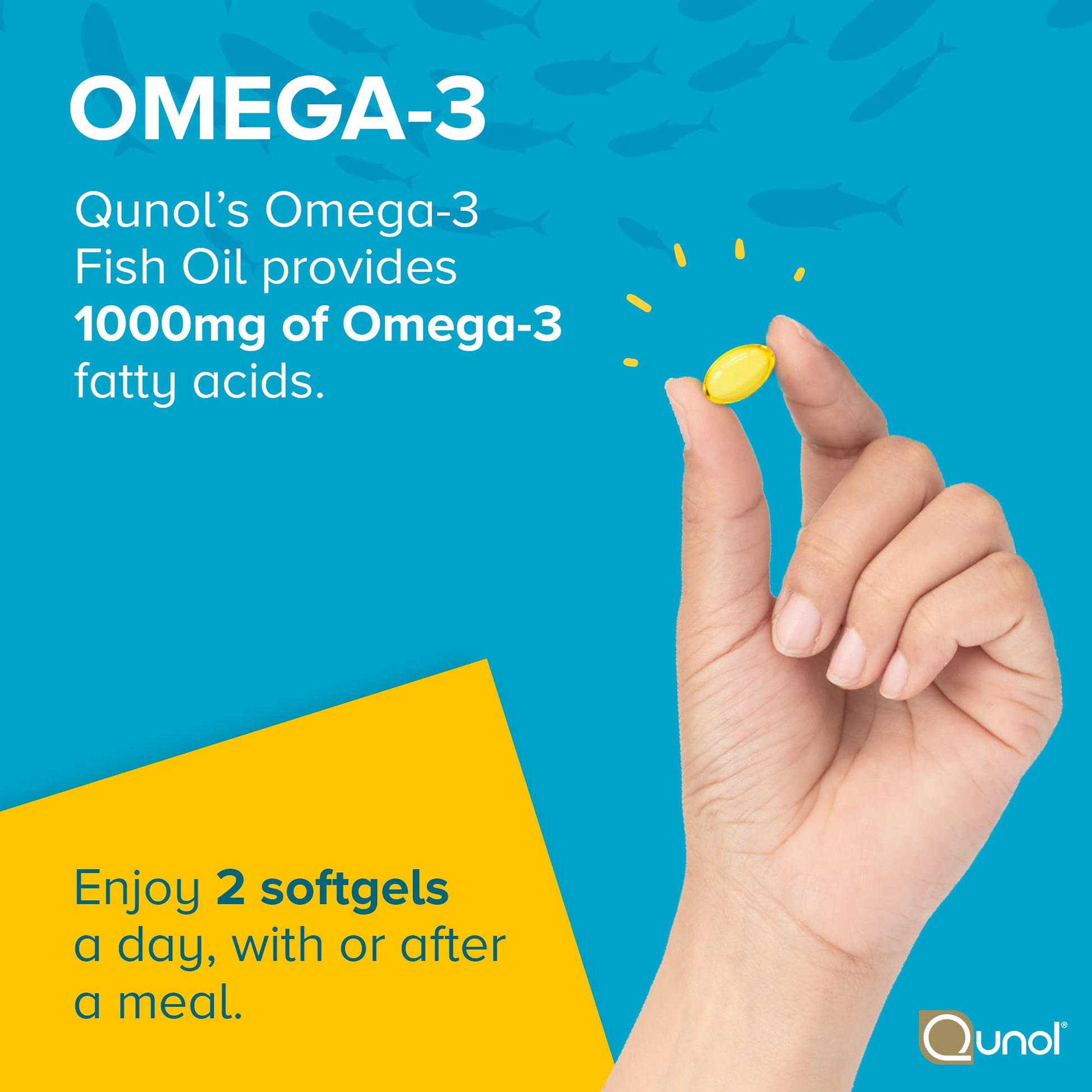 Qunol Fish Oil Omega 3 Mini Softgels, 1000mg Omega 3 EPA + DHA, Ultra Pure Supplements, Heart Health Support, Lemon Flavor, Easy to Swallow Minis, 3 Month Supply, 180 Count QunolBuy Supplements Australia