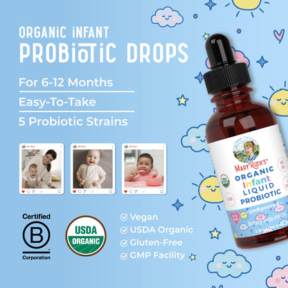 MaryRuth Organics USDA Organic Infant Liquid Probiotic Drops | Baby Essentials | Probiotics for Infants | Baby Probiotic Drops