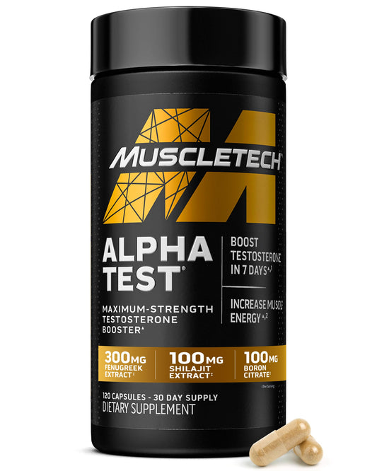 MuscleTech Testosterone Booster for Men, AlphaTest - T-Boost Mens Supplement with Tribulus Terrestris & Boron - Daily Male Gym Workout Supplements