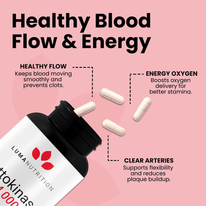 Luma Nutrition Nattokinase Supplement - Natto 4000 FU Per Serving, Premium Heart Health Support - Vegan & Gluten Free - 60 Capsules