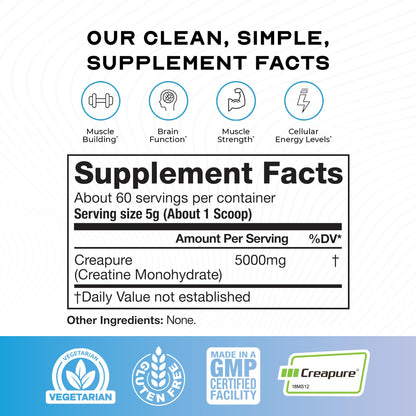 Muscle Feast Creapure Creatine Monohydrate Powder, Vegan Keto Friendly Gluten-Free, Mass Gainer, Muscle Recovery Supplement and Trusted Creatine for Muscle Growth, Creatine Powder, Unflavored, 300g Muscle Feast buy supplements Au