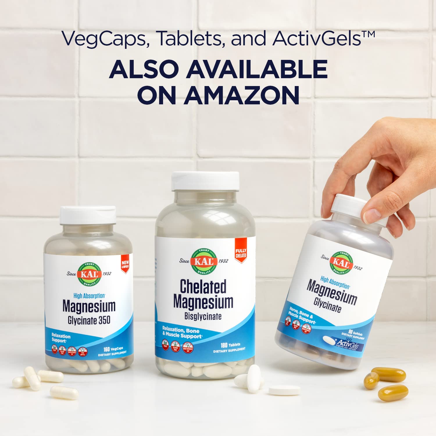 KAL Magnesium Glycinate, New & Improved Fully Chelated High Absorption Formula with BioPerine, Bisglycinate Chelate for Stress, Relaxation, Muscle & Bone Health Support, 60 Servings, 240 VegCaps KALBuy Supplements Australia