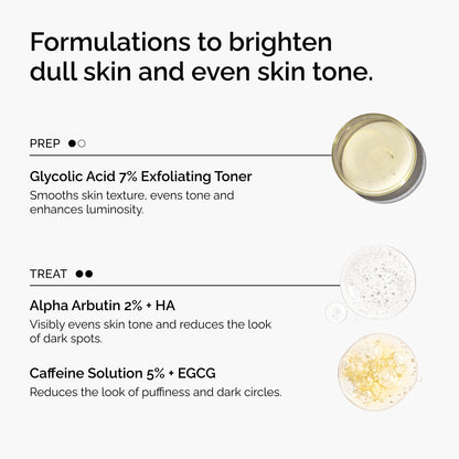 The Ordinary The Bright Set, 3-Step Regimen for Radiant, Even Skin Tone with Glycolic Acid 7% Exfoliating Toner