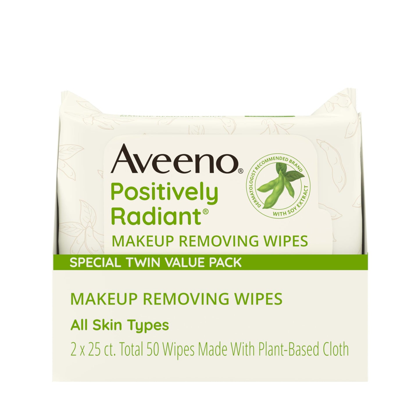 Aveeno Positively Radiant Makeup Remover Wipes, Oil Free, Alcohol Free, Non-Comedogenic Facial Cleansing Wipes, Gentle Face Wipes for Sensitive Skin