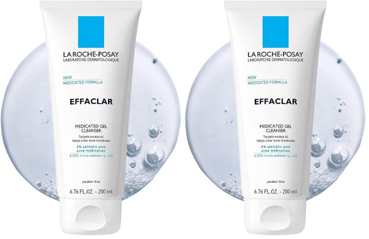 La Roche-Posay Effaclar Medicated Gel Cleanser,2% Salicylic Acid Cleanser + LHA + Glycerin,Foaming Acne Face Wash,Helps Clear & Prevent Acne Breakouts,
