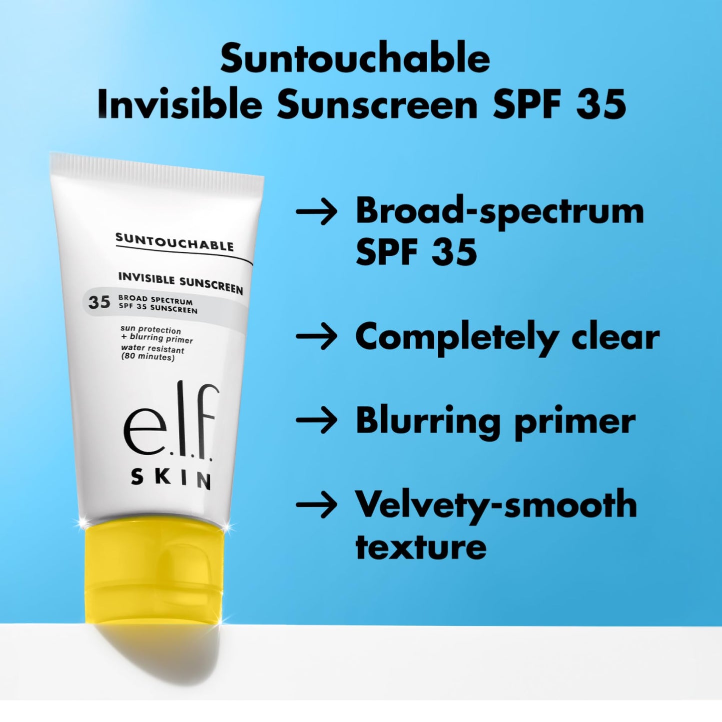 e.l.f. SKIN Suntouchable Invisible SPF 35, Lightweight, Gel-based Sunscreen For A Smooth Complexion, Doubles As A Makeup Primer