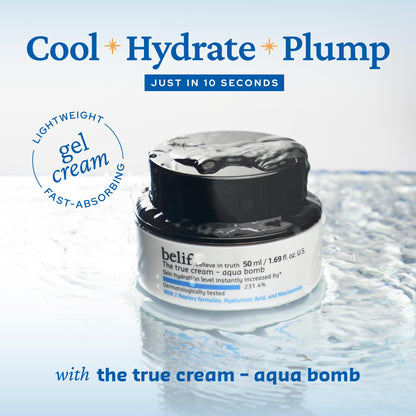 belif Aqua Bomb – Daily Niacinamide Hydrating Moisturizer, Lightweight Plumping Facial Cream with Hyaluronic Acid & Squalane, Cooling Effect