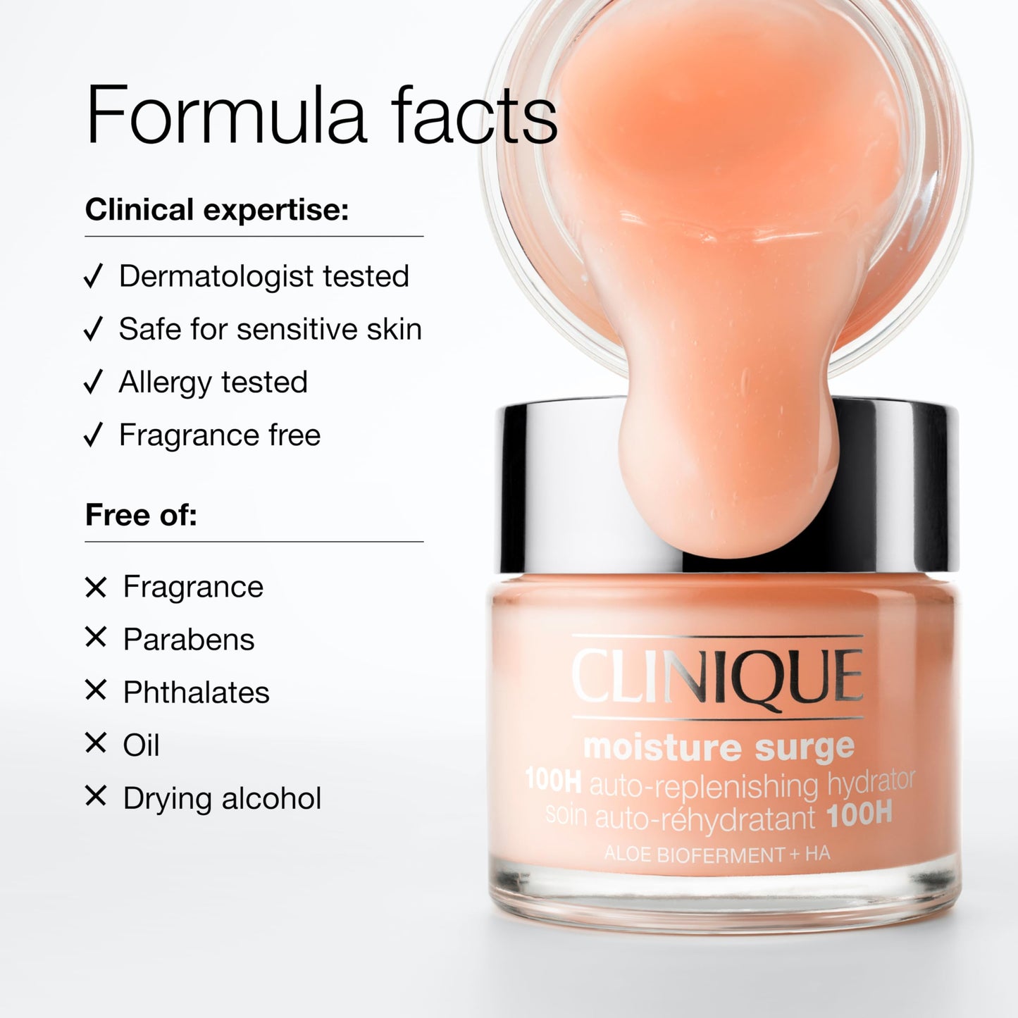Clinique Moisture Surge 100H Auto-Replenishing Hydrator Oil Free Face Moisturizer | With Hyaluronic Acid, Aloe Bioferment and Vitamins C + E