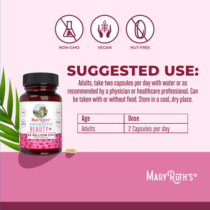 MaryRuth Organics Probiotic Beauty Capsules | Vegan Collagen Support | Anti Aging | Gut Health | Hair Skin and Nails Vitamins | Skin Care