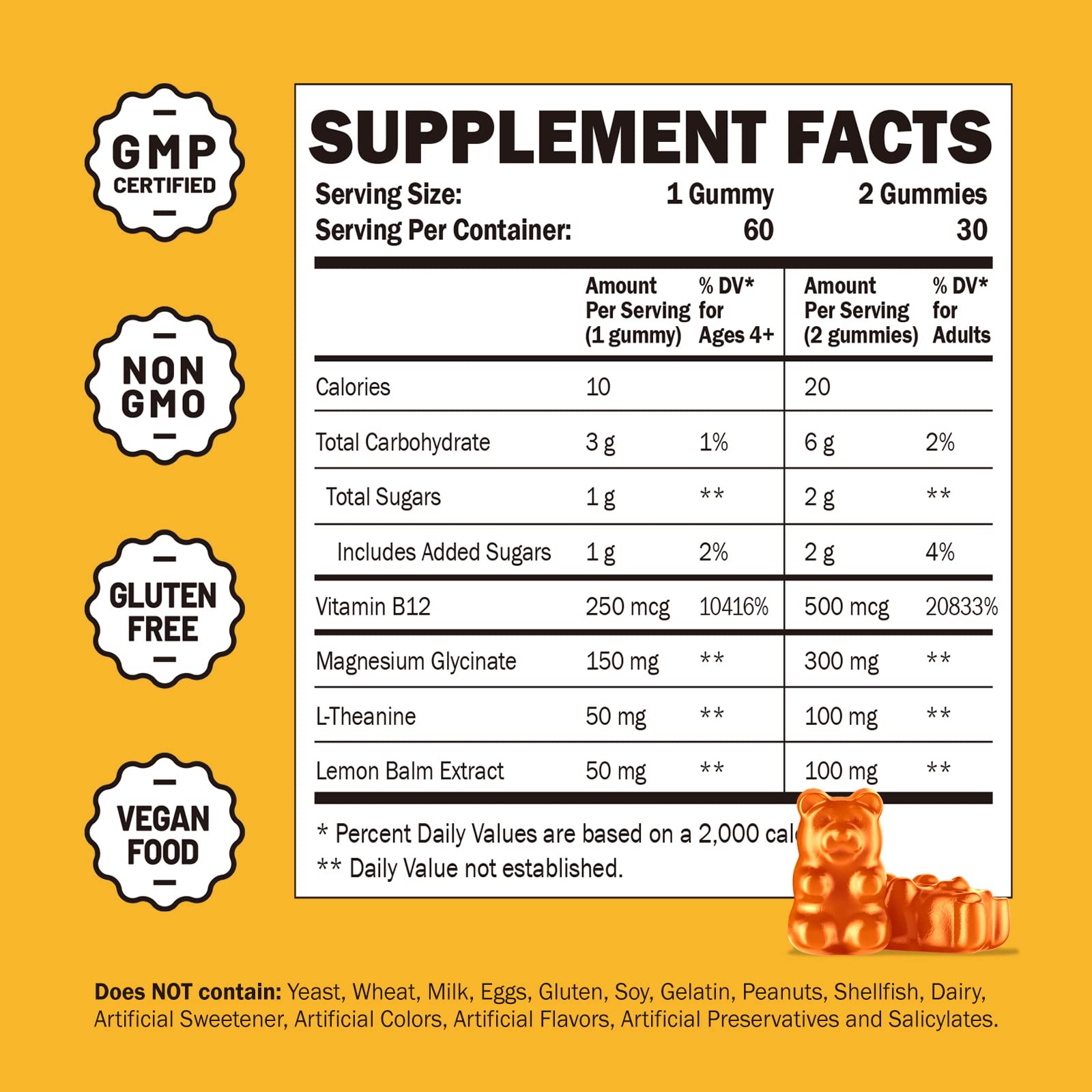 Magnesium Glycinate Gummies for Kids & Adults - Magnesium Glycinate 300mg Chewable Supplement - Promotes Sleep, Muscle, Relaxation (60Count) GREABBYBuy Supplements Australia