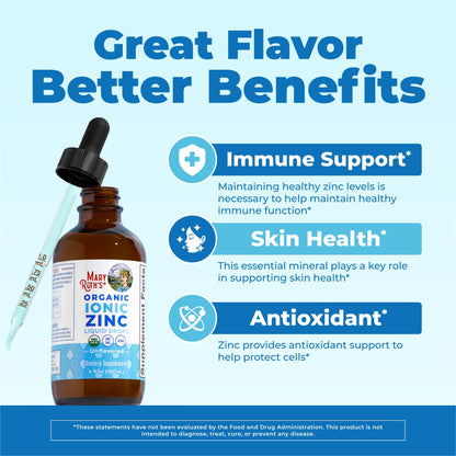 MaryRuth's Organic Liquid Zinc Supplement for Kids & Adults | Immune Support | Skin Health | Antioxidant | Cellular Metabolism | Zinc Sulfate