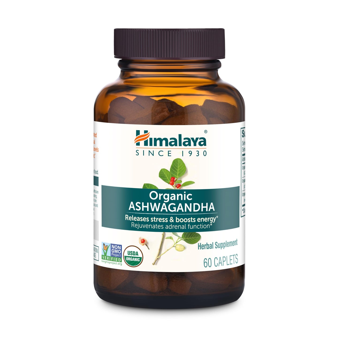 Himalaya Organic Ashwagandha Root, 2 Month Supply - Herbal Adrenal Support Supplements for Stress Relief and Energy Support - USDA Organic, Non-GMO, Vegan