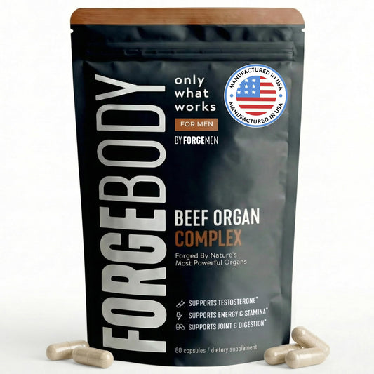 FORGEBODY® Beef Organ Complex Capsules [1 Month] - 100% Grass Fed Beef Organ Supplement with Blend of Liver, Heart, Bone Marrow, Pancreas & Testicles