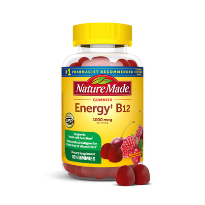 Nature Made Vitamin B12 Gummies 1000 mcg per serving, Dietary Supplement for Energy Metabolism Support, B12 Vitamins
