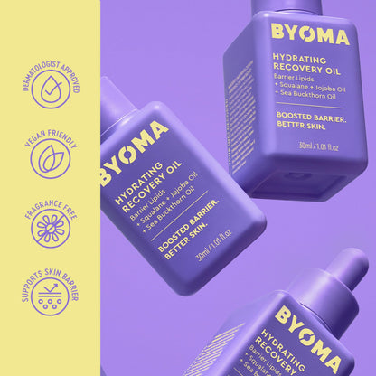 BYOMA Hydrating Recovery Oil - Luxury Face Oil with Squalane, Jojoba Oil & Seabuckthorn Oil - Instant Radiant and Glowy Skin