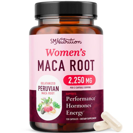 Organic Maca Root Capsules for Women | Peruvian Maca 2250MG Extra Strength | Red, Black & Yellow Root Powder with Black Pepper | Herbal Supplement