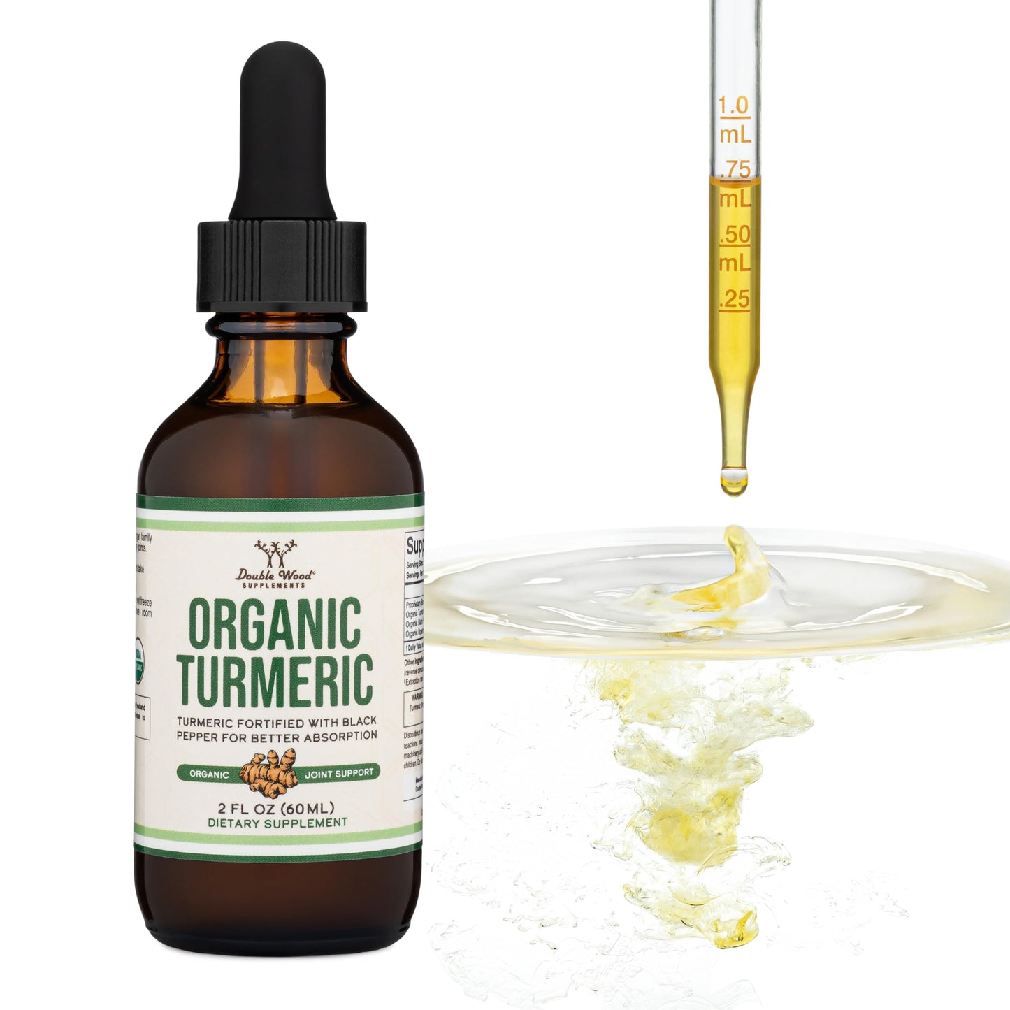 Turmeric Curcumin with Black Pepper Drops - Organic Turmeric Supplement Drops 1,180mg - 2FL OZ, 60 Servings (with Black Pepper Seed, Ginger, Rosemary, and Sage)