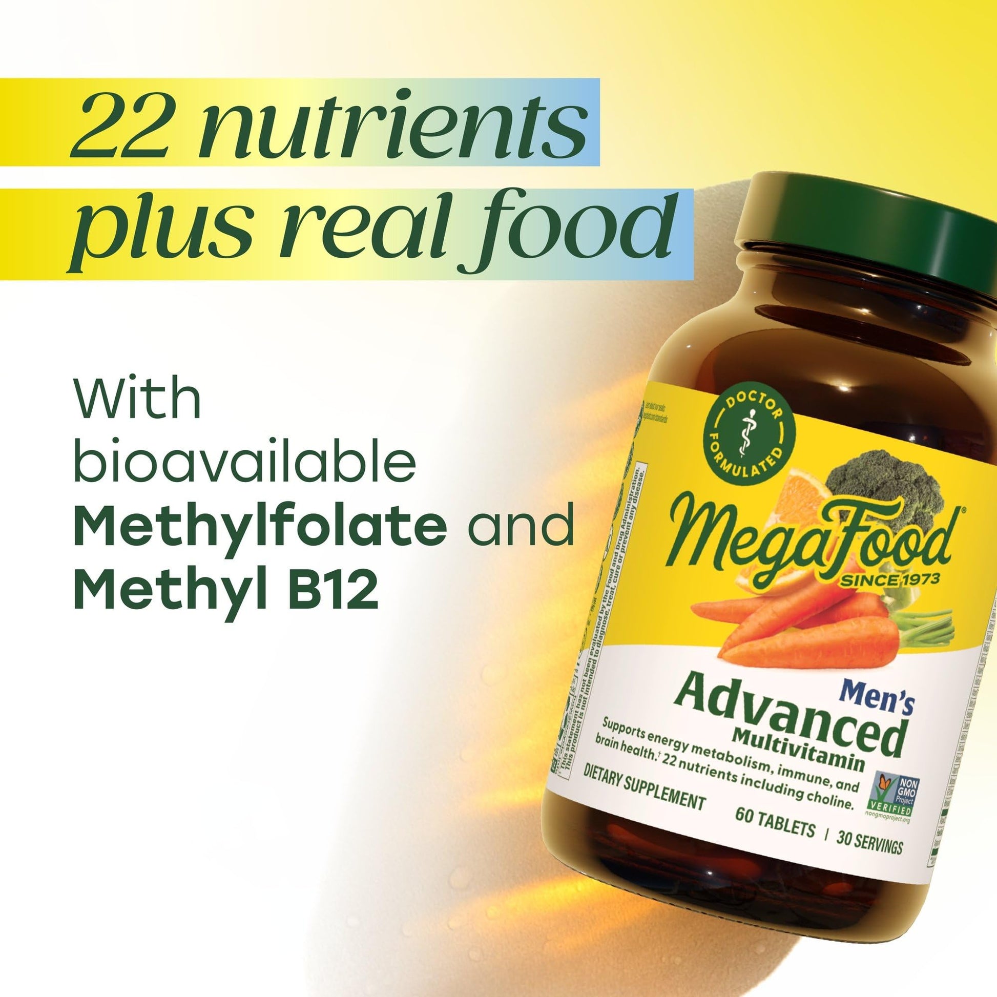 MegaFood Men's Advanced Multivitamin for Men - Doctor -Formulated - Choline, Vitamin B12, Vitamin D, Vitamin C & Zinc - Brain Health & Immune Support - Non-GMO - Vegetarian - 120 Tabs (60 Servings) MegaFoodBuy Supplements Australia
