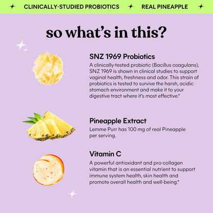 Lemme Purr Vaginal Probiotic Gummies for Women - Balanced pH, Healthy Odor, Yeast Balance & Flora Support
