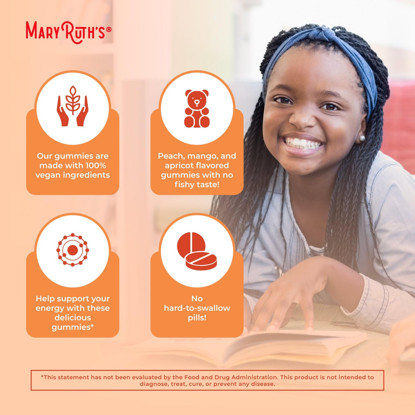 MaryRuth Organics Vegan Omega 3 6 7 9 Gummies | Up to 4 Month Supply | Omega 3 Supplement with Flaxseed Oil | Omega 3 Gummies