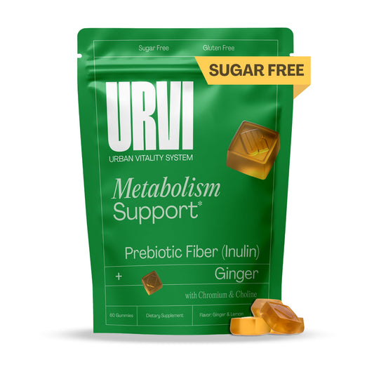 URVI® Metabolism Support Gummies 4-in-1 – Chromium Picolinate, Choline, Inulin & Ginger Extract - Prebiotic Fiber & Minerals – Gut Health & Digestive Support – Sugar-Free – Ginger-Lemon Flavor, 60pcs URVIBuy Supplements Australia