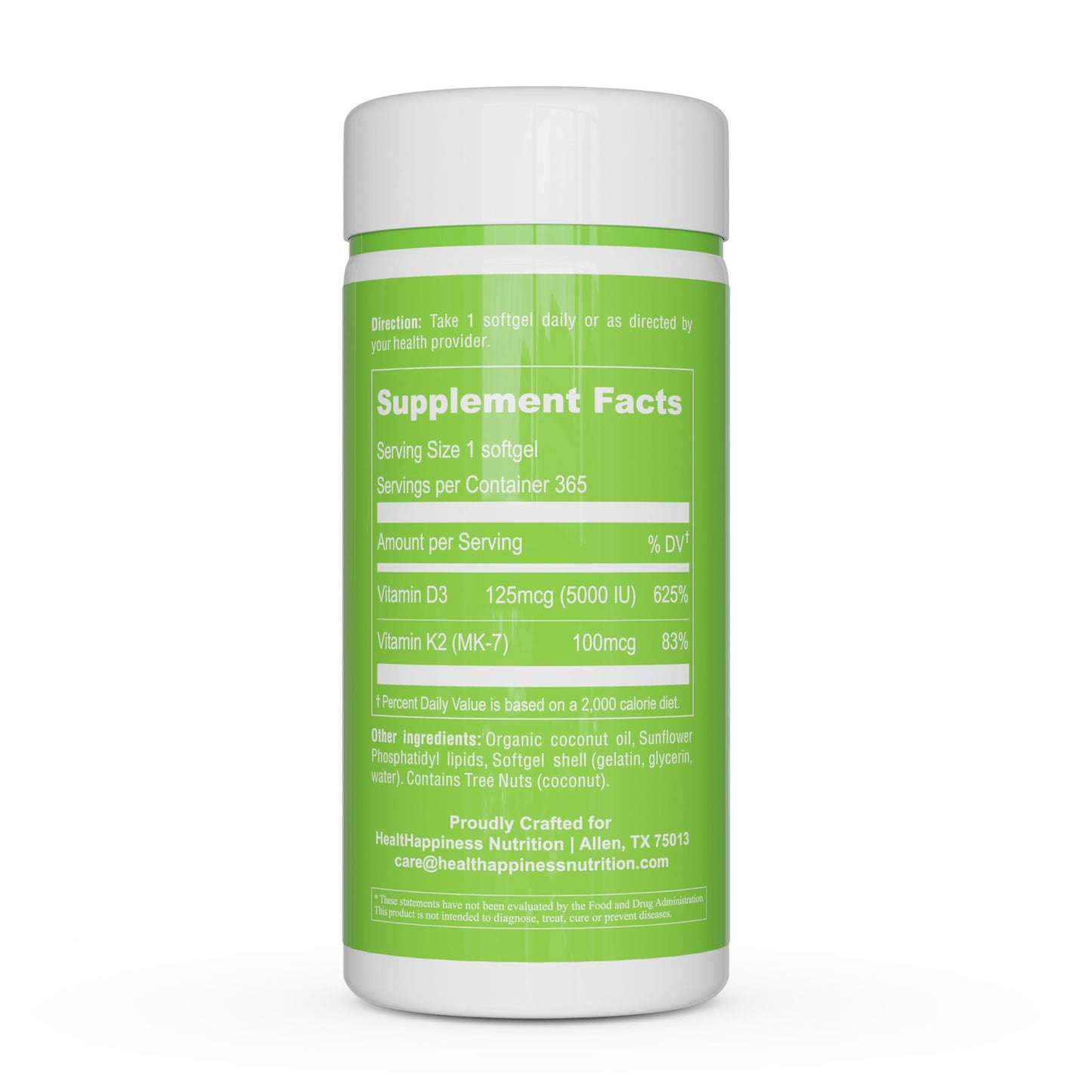 UpNourish Liposomal D3 K2 MK-7 – 365 Mini softgels with Organic Coconut Oil - 5000 IU 125 mcg Vitamin D3 and 100 mcg Vitamin k2