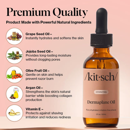 Kitsch Dermaplane Face Oil with Jojoba & Argan Oil – Hydrating Facial Formula for Dermaplaning Tool, Gua Sha & Razor Use