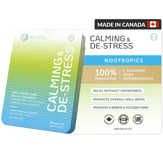 REJUVE+ Calm & Destress Nootropic Supplement – Brain Boost | L-Theanine, GABA, Ashwagandha, Vitamin D | Natural Stress Relief & Relaxation | Sleep Enhancer | Mood Enhancer | Honey Vanilla Flavor (1) REJUVE+Buy Supplements Australia