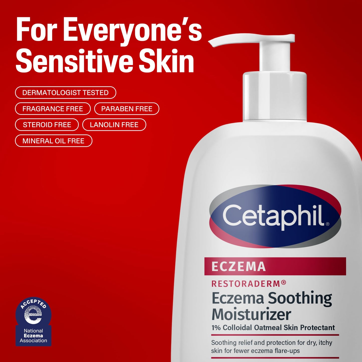 CETAPHIL ECZEMA RESTORADERM Soothing Moisturizer, For Eczema Prone Skin, 16 oz, Fewer Symptom Flare-Ups, 48 Hour Hydration, 1% Skin Protectant