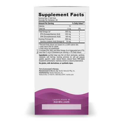 Nordic Naturals Omega Woman, Lemon - 120 Soft Gels - 500 mg Omega-3 + 800 mg Evening Primrose Oil - Healthy Skin & Optimal Wellness - Non-GMO - 60 Servings Nordic NaturalsBuy Supplements Australia